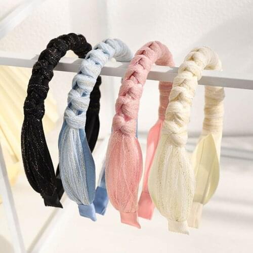 Lace Mesh Knotting Hair Hoop Women Hair Accessories Retro Gauze Fabric Art Headband Korean Style Female Pure Color Hair Bands