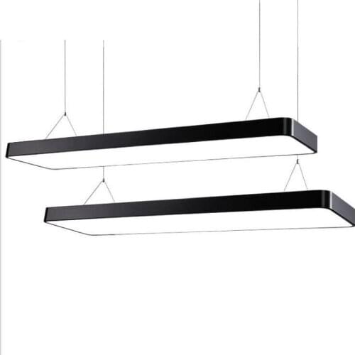 L Office chandelier simple modern led strip hanging lights restaurant meeting room rectangular creative ceiling lamps lighting