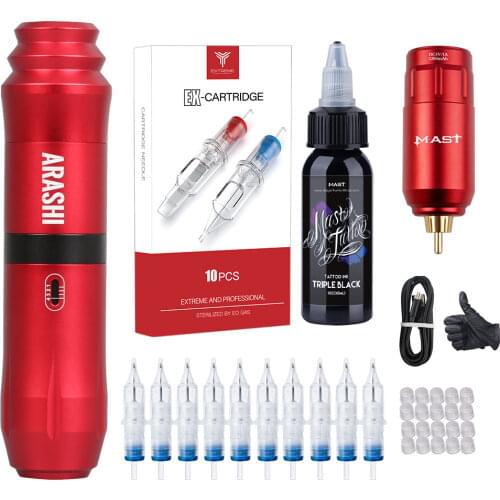 Mast Tour Wireless Set Tattoo Kit With Battery Power Cartridge Needles Supplies Ink Machine Kits