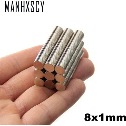 500pcs Neodymium N35 Dia 8mm X 1mm Strong Magnets Tiny Disc NdFeB Rare Earth For Crafts Models Fridge Sticking magnet 8x1mm