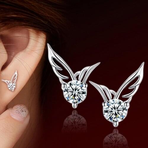 NEW FASHION Anti Allergy Charm EARRING STUD EARING WOMAN 2021 Fashionable Korean Angel Wing Earings For Female MADE IN CHINA