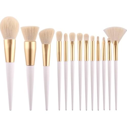 ZOREYA 13pcs Pink White Makeup Brushes Pro Set For Face Powder Foundation Blusher Eyeshadow Beauty Make Up Brush Tool Maquillaje