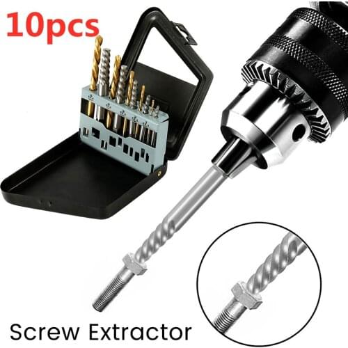 10pcs Cobalt Left Hand Drill Bit Set Broken Bolt Damaged Screw Extractor Set Metal Case Quality Herramientas Perforator Tools