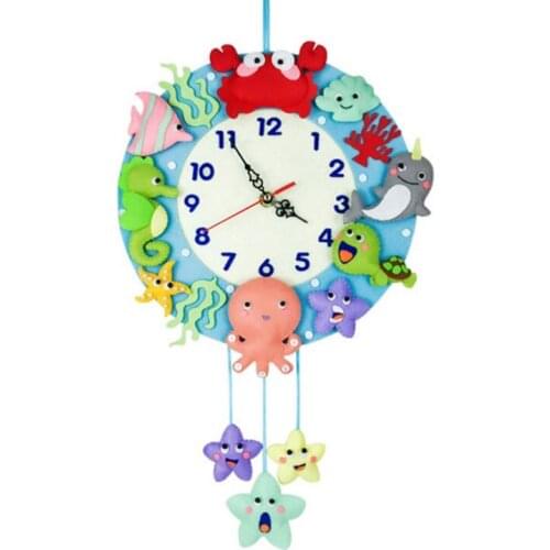 3 Style Cute DIY Wall Clock Set Free Cutting Felt Material Cloth Animal Style Handmade Cloth Clock Home Hanging Decoration