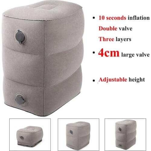 Big Double Valve Adjustable Travel Inflatable Foot Pad Footstool Aircraft Foot Stepping Mat Portable Train Car Footrest Stool