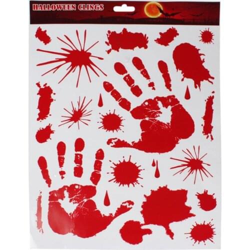 Halloween Window Wall Car Blood Stickers Decoration Scary Bloody Foot Handprints Party Dripping Blood Decal hunted supplies