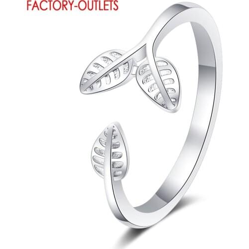 Original 925 Sterling Silver Leaves Shape Opening Finger Rings For Women Dancing Birthday New Fashion Ring Silver Fine Jewelry