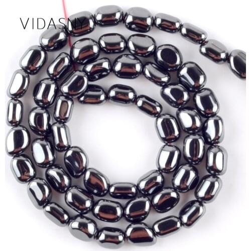 Oval Shape Smooth Black Hematite Natural Mineral Beads Spacer Loose Beads For Jewelry Making Diy Bracelet Accessories 5-8mm 15