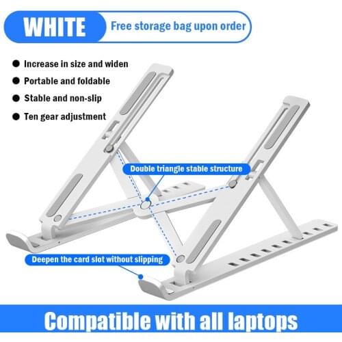 10 Gears Adjustable Laptops Holder Stand Portable Laptop Base Stand Foldable Non-Slip for Macbook Pro iPad DELL HP Acer Bracket