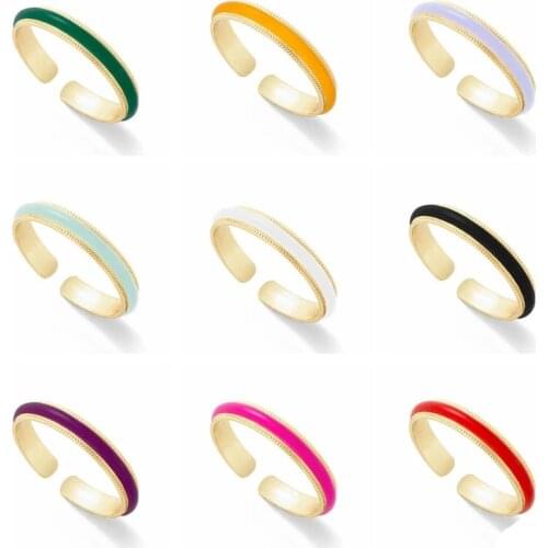 GS 925 Sterling Silver Trendy Enamel Adjustable Rings For Women Colored Drip Oil Opening Rings Wedding Party Boho Jewelry Gift
