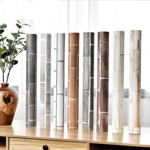 Self Adhesive Brick Pattern PVC Wall Stickers Bedroom Living Room Background Waterproof Wallpaper 60cm x 5m Eco-friendly