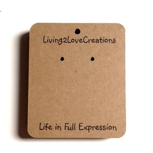 Customized Earring Tags Cards Personalized with Your Logo or Custom Design - 50 Kraft Paper Brown Bag - Includes Printing