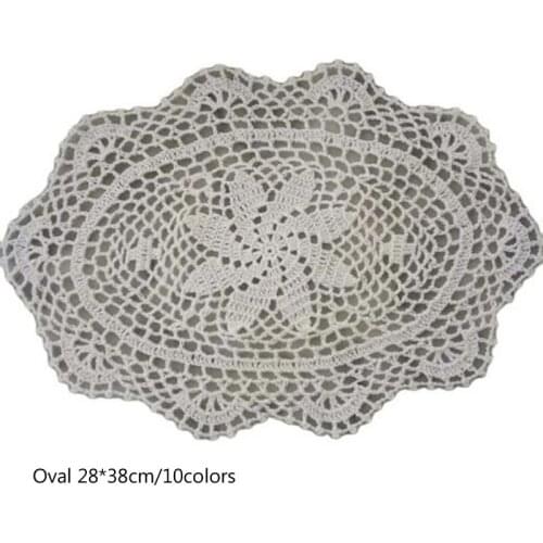Modern oval lace cotton table place mat pad Cloth crochet placemat cup mug Christmas tea coffee coaster wedding doily kitchen
