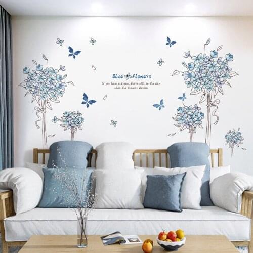 Creative Wall Stickers Flowers Home Decor Warm Bedroom Wallpaper Living Room Sofa Backdrop Wall Decoration Mural Self-adhesive