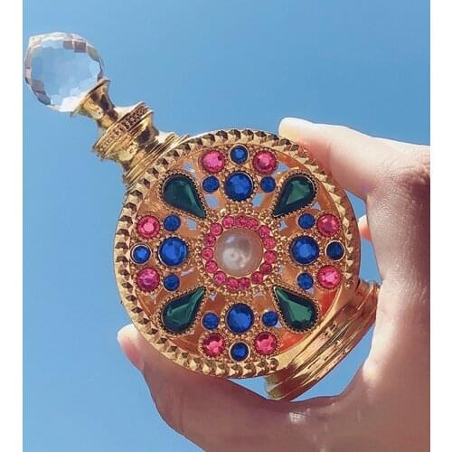 Vintage Metal Perfume Bottle Arab Style Essential Oils Dropper Bottle Container Middle East Weeding Decoration Gift Bottle 20ml