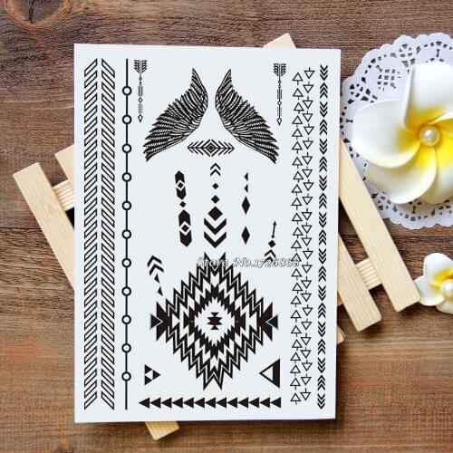 Waterproof Metallic Gold Silver White Temporary Tattoo For Black India Henna Tattoo Love Flower Pattern #021