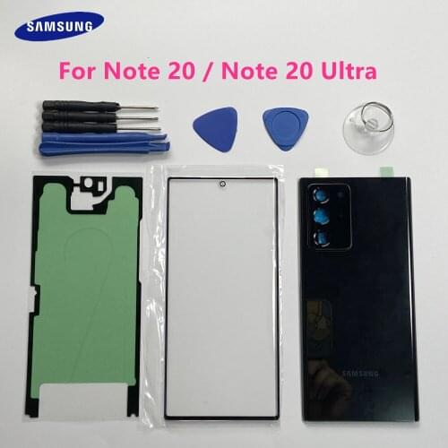 For SAMSUNG Galaxy Note 20 N980F/B & NOTE20 Ultra N986F/B Back Cover Battery Door Rear Case Housing + Front Screen Glass Lens