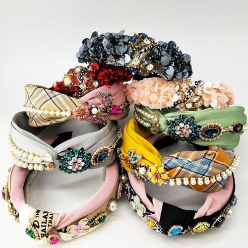 Womens Headband With Sparkly Crystals,Wide Side Pearl Headband,Elegant Baroque Rhinestone HairBand,Girl Headbands,Headwear