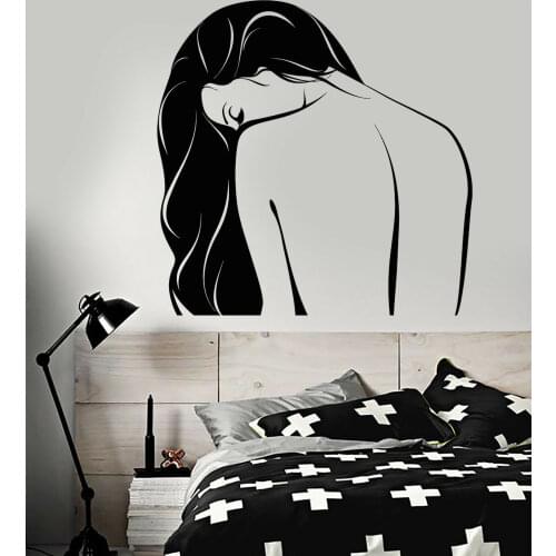 Woman Girls Vinyl Wall Decal Sexy Womans Naked Open Back Vinyl Sticker Bedroom Bathroom Decor Body Art Pattern Removable Z087