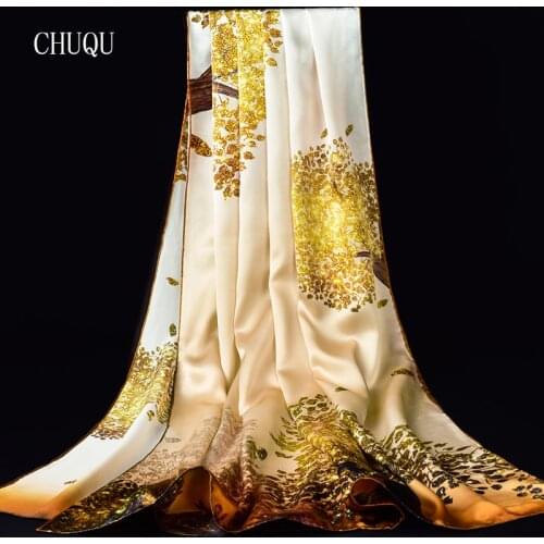 Women Natural Real Silk Long Scarves 100% Pure Silk Scarf Luxury Brand Silk Wrap Print Shawls and Wraps for Ladies Pashmina
