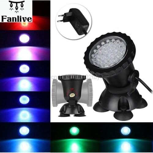 10pcs 36 LED Color Changing Light Underwater Spot Flood Light Submersible Lamp For Water Aquarium Fountain Pond Fish Tank
