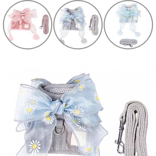 2Pcs/Set Premium Small Medium Dog Cat Traction Rope Skin-friendly Pet Vest Harness Decorative for Pet Training