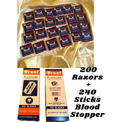 24 Packets Blood Stopper + 2 boxes Razors + Alum Disposable After Shaving Potassium Face Wholesale