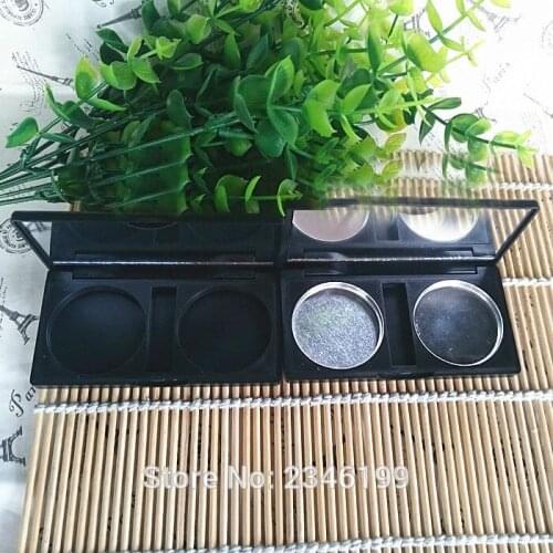 30pcs/lot 2 Grids 36.5mm Matte Black Cosmetic Powder Compact Eyeshadow Case Lipstick Case Empty DIY Cosmetic Container Palette