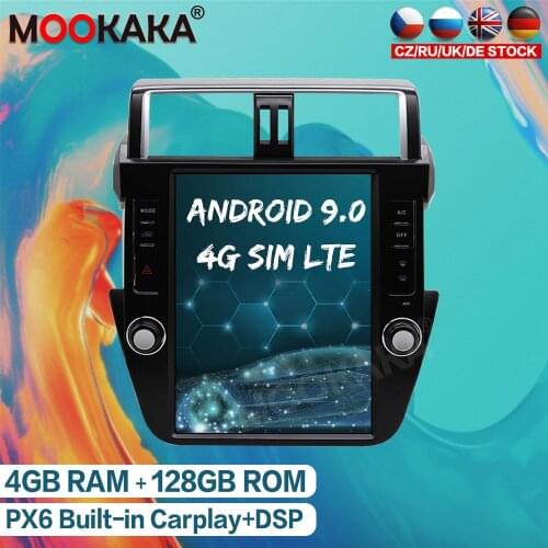 4+128G Android 9.0 Car Radio GPS Navigation For Toyota Land Cruiser Prado 150 2014-2017 Tesla Screen Multimedia Player Head Unit