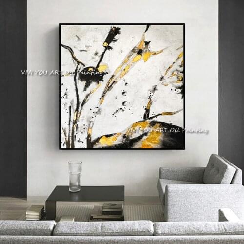 Handmade Abstract Gold Oil Painting Large Size Wall Art Modern Canvas Painting Home Office Wall Decor Painting 100% Hand Painted