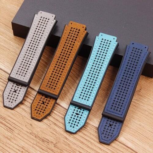 Watch Accessories Suitable for Hublot strap 25x19mm breathable canvas rubber silicone strap Mens and womens watch strap