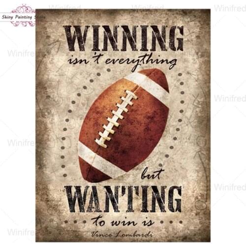 DIY 5D Diamond Painting Rugby Diamond Mosaic Art Diamond Embroidery Vintage Poster Cross Stitch Kit Wall Decor Sport Hobby Gift