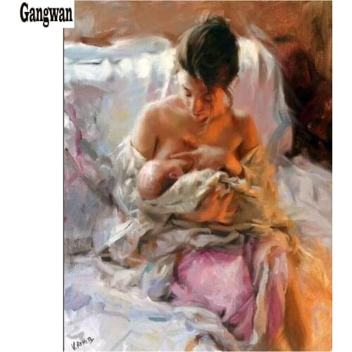 Diamond embroidery Mother feeding baby 5d diamond painting full mosaic 3d picture of rhinestones cross-stitch love family decor