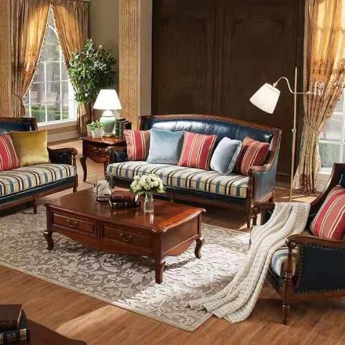 American furniture factory American solid wood leather sofa combination European leather sofa all solid wood European leather cl
