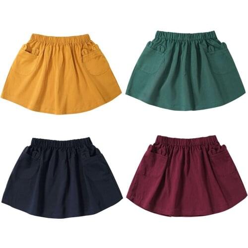 Skirts Kids 2021 Summer New Baby Girls Clothes Casual Rabbit Pockets Cotton Skirt For Girls Toddler Baby Birthday Gifts 3-8 Year