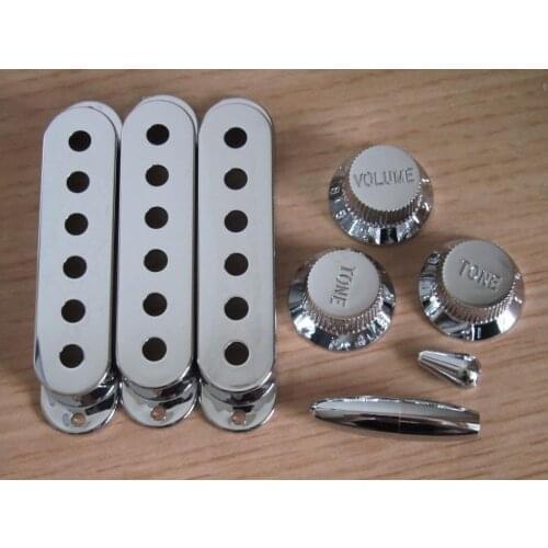 Chrome ST Style Guitar Knobs,Pickup Covers,Switch Tip and Whammy Bar Tip