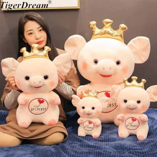 Creative crown pig stuffed doll super soft plush toy lovely sleeping pillow cute children birthday dolls girl gift 4 size