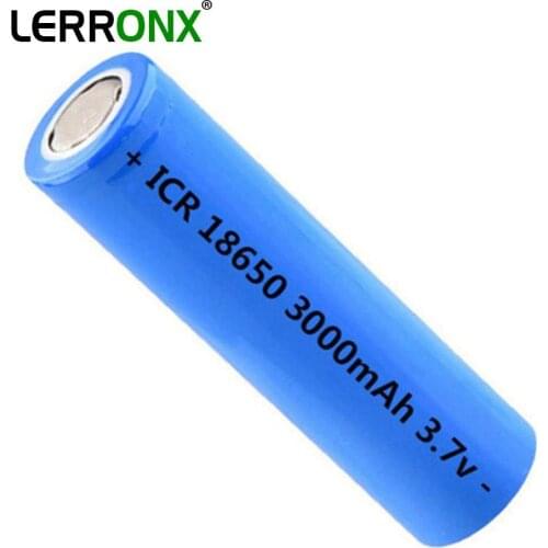 LERRONX 18650 Rechargeable battery 3.7V 3000mAh Lithium ion ICR18650 for Flashlight Headlight Lithium Power Electronic Products
