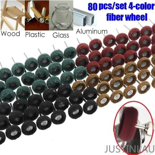 80pcs/lot Mini Brush Scouring Pad Abrasive Wheel Nylon Fiber Grinding Sanding Head Buffing Polishing Wheel 1"25mm Set For Dremel