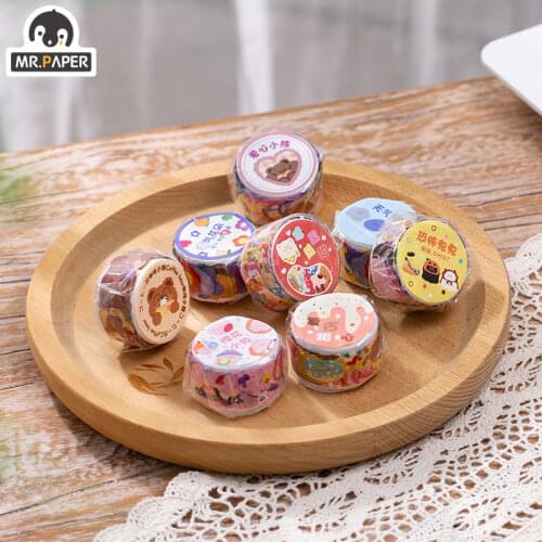 Mr.Paper 100Pcs/Roll 8 Designs Sweetheart Bubble Machine Series Ins Style Washi Tape Decorative Tape DIY Scrapbook Sticker