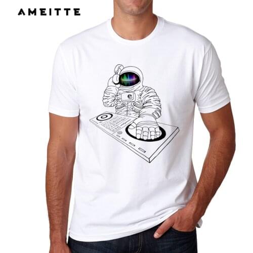 2019 Funny astronaut DJ Design T-Shirt Summer Mens Personality Customied Hip Hip T Shirt Fashion Cool Tops Tee Clothes