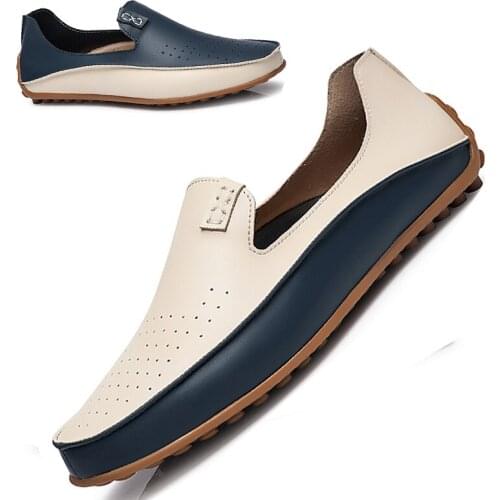 2020 Men shoes Casual Shoes Mens Flats Soft Breathable lightweight Big Size 36 To 47 leather Driving Shoes Loafers For Men