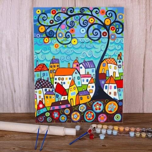 Landscape Abstract Tree Paint By Numbers Complete Kit Oil Paints 50*70 Boards By Numbers Home Decoration Crafts For Adults Art