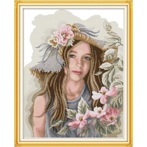 Teenage girl 2 cross stitch kit aida 14ct 11ct count print canvas stitches embroidery DIY handmade