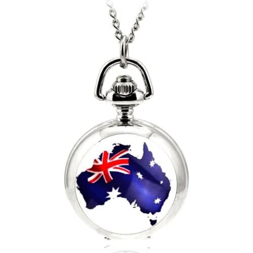 2017 New 80cm Chain Antique Retro Quartz Pocket Watch Steampunk Silver Kangaroo Flag Necklace Pendant Sweater Chain Women Gift