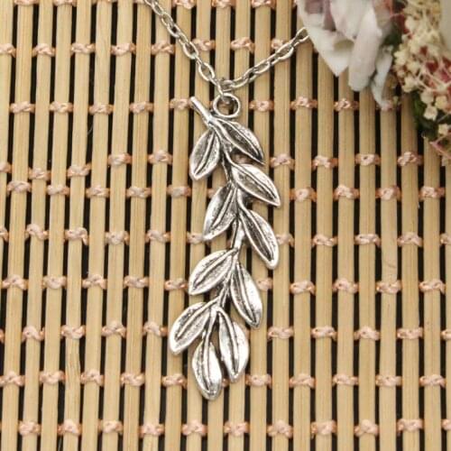 New Fashion Olive Branch Wreath Pendants Round Cross Chain Short Long Mens Womens DIY Silver Color Necklace Jewelry Gift