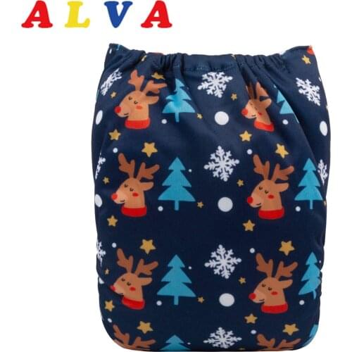 Alvababy Positioned Digital New Printed Christmas Cloth Diaper Reusable Eco-friendly Baby Cloth Nappy with 1pc Microfiber Insert