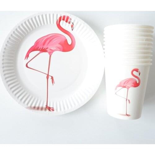20pcs/lot Flamingos Disposable Tableware Party Paper Plates Baby Shower Birthday Party Supplies Paper Cups Tableware Set