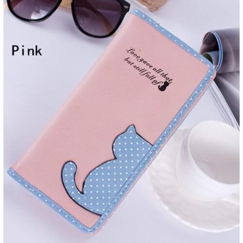 Wholesale High Quality Women Wallets Inside Zipper Long Clutch Purses Cute Money Cases Card Holders Coin Pocket Students Cat