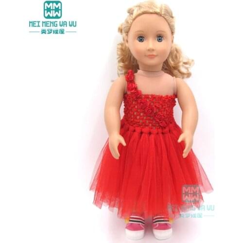 Red pink blue princess dress for 45cm American doll and new born doll clothes